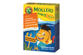 Moller's Pestisori gumati cu Omega-3 si aroma de lamai si portocale, 36 jeleuri, Pharma Brands