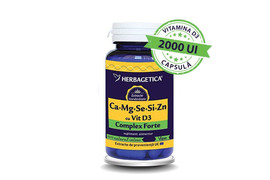 Ca+Mg+Se+Si+Zn cu Vit D3 Complex Forte 30 capsule, Herbagetica