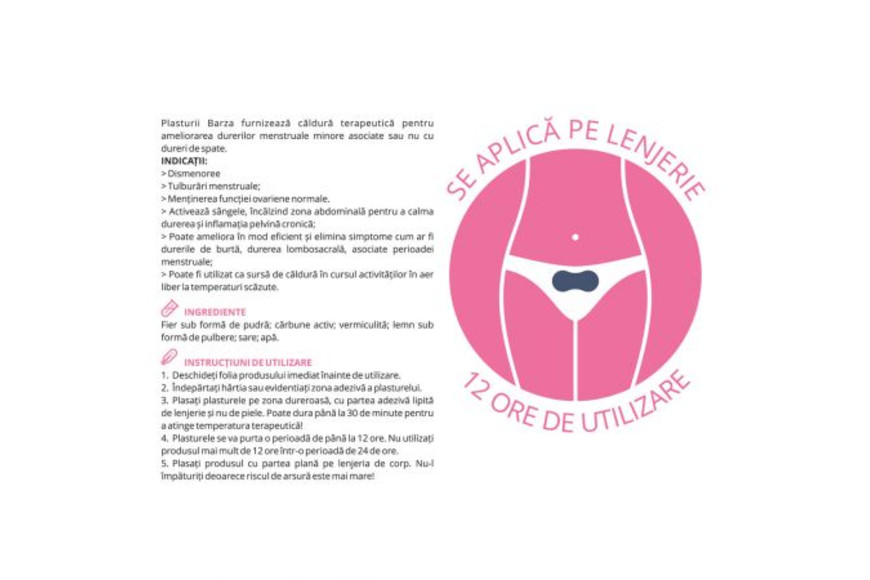 Plasturi impotriva durerilor menstruale Barza, 3 bucati, Biotech Atlantic USA