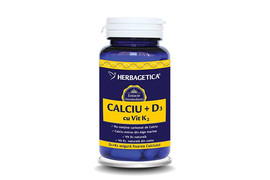 Calciu + D3 + Vitamina K2, 60 capsule, Herbagetica 