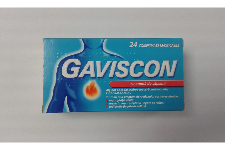 explode district encounter Gaviscon cu aroma de capsuni, 24 comprimate, Reckitt Benckiser -  www.apoteca-farmacie.ro