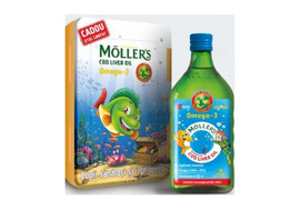 Moller S Omega 3 ulei ficat de cod cu aroma tutti-frutti pentru copii si Lunch Box CADOU 250 ml, Pharma Brands