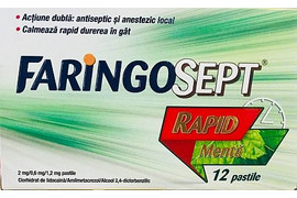 Faringosept Rapid menta 2 mg/0.6 mg, 12 comprmate de supt, Terapia