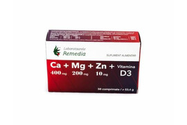 Ca + Mg + Zn + Vitamina D3, 60 comprimate, Remedia