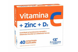 Vitamina C+Zn+D3, 40 comprimate masticabile, Fiterman