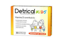 Detrical Kids cu aroma de cola D3 400 UI, 30 comprimate moi de supt, Zdrovit