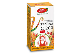 Vitamina C 200 mg cu Măceșe și Cătină, F152, 60 comprimate masticabile, Fares