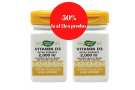 Pachet Vitamina D3 2000 UI Nature's Way, 30+30 capsule, Secom