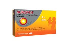 Nurofen pentru copii 3+ luni 60 mg, 10 supozitoare, Reckitt Benckiser