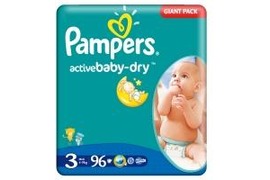 Scutece Pampers active Baby-Dry 3 Midi Giant Pack, 4-9 kg, 96 buc