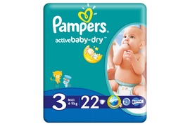 Scutece Pampers active Baby-Dry 3 Midi Regular Pack, 4-9 kg, 22 buc
