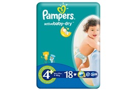 Scutece Pampers Active Baby-Dry Maxi Plus, 9-16 kg, 18 buc