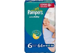 Scutece Pampers active Baby 6 extra large Economy Pack, 15+ kg, 64 buc
