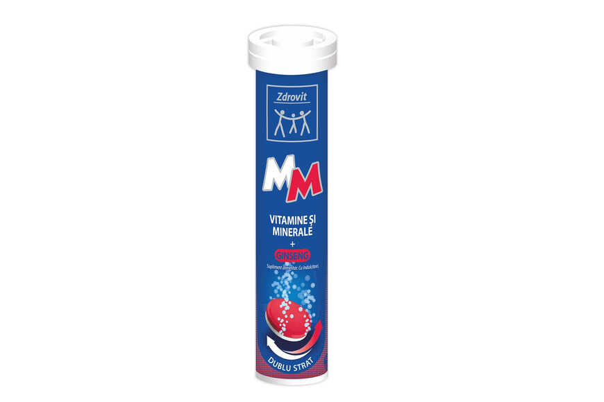 Vitamine și minerale + Ginseng, 24 comprimate efervescente, Zdrovit