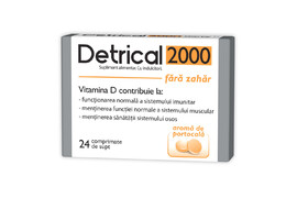 Detrical D3 2000 UI, aroma portocale, fără zahăr, 24 comprimate, Zdrovit