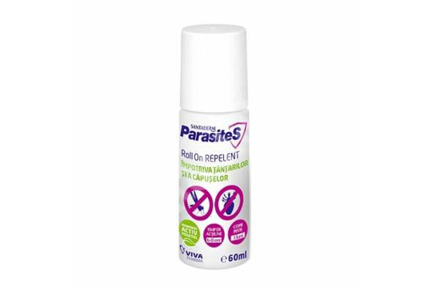 Roll-on repelent impotriva tantarilor si capuselor Parasites Santaderm, 60 ml, Viva Pharma