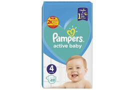 Scutece Pampers Active Baby Value Pack, Marimea 4, 9-14 kg, 49 buc
