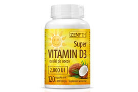 Vitamina D3 cu ulei de cocos 2000UI, 120 capsule, Zenyth