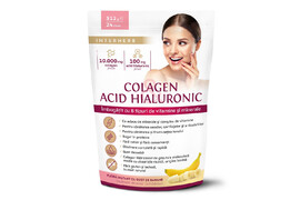 Pulbere instant de colagen si acid hialuronic cu gust de banane Shake, 312 g, Interherb