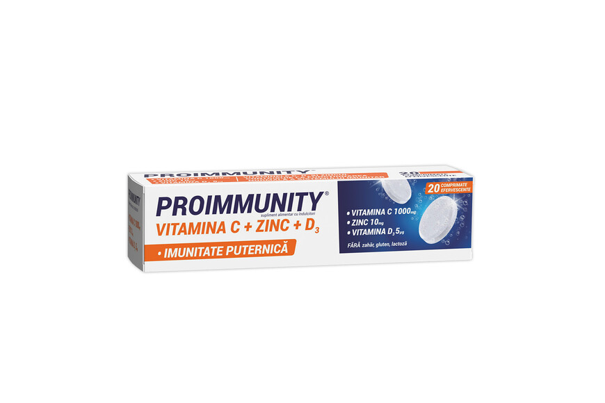 Proimmunity Vitamina C + Zinc + D3, 20 comprimate, Fiterman