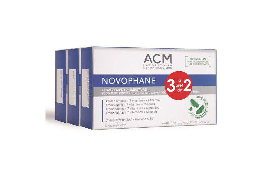 Pachet Tratament pentru unghii și par Novophane, 3 x 60 capsule, Acm
