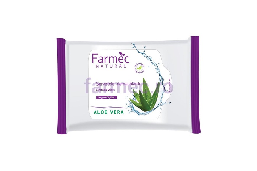 Servetele demachiante cu aloe vera, 20 bucati, Farmec 