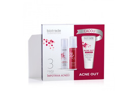 Pachet Acne Out Crema hidratanta pentru acnee Hydro Active, 60 ml + Lotiune pentru acnee, 60 ml + Gel de curatare, 50 ml Gratuit, Biotrade