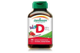 Vitamina D3 400UI kids cu aroma de capsuni, 100 tablete masticabile, Jamieson