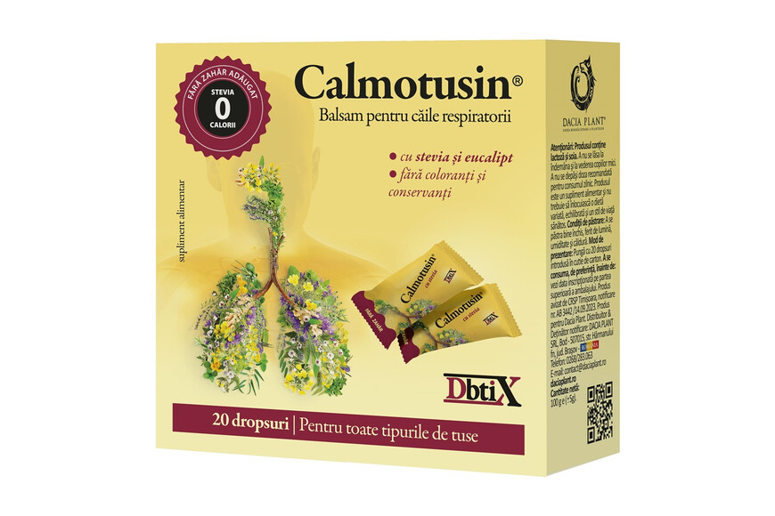 Calmotusin cu stevia Dbtix, 20 dropsuri, Dacia Plant