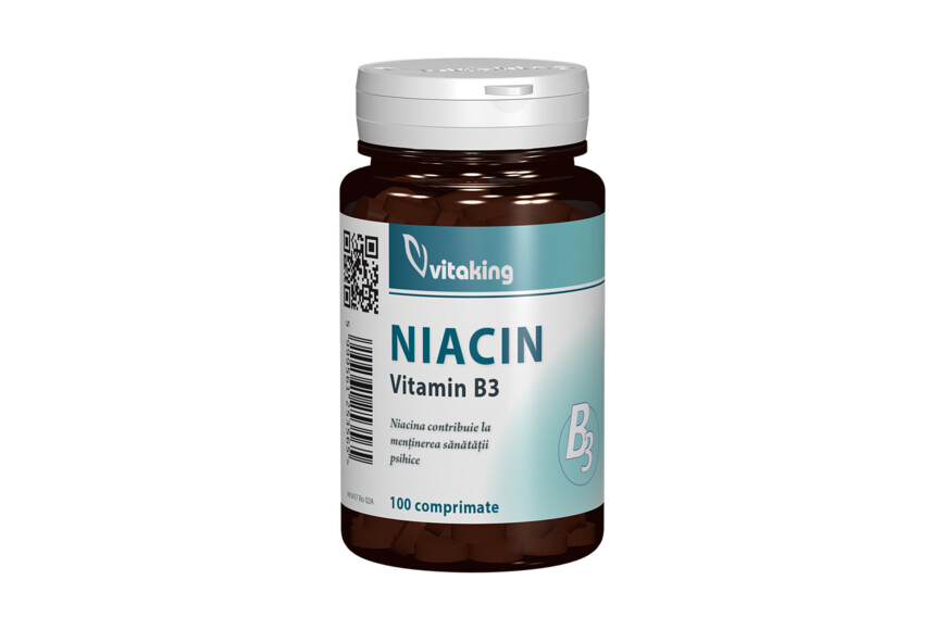 Vitamina B3 Niacina, 100 mg, 100 comprimate, Vitaking