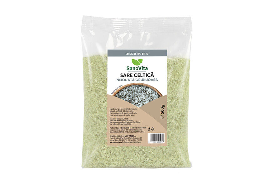 Sare Celtica grunjoasa neiodata, 500 g, Sanovita