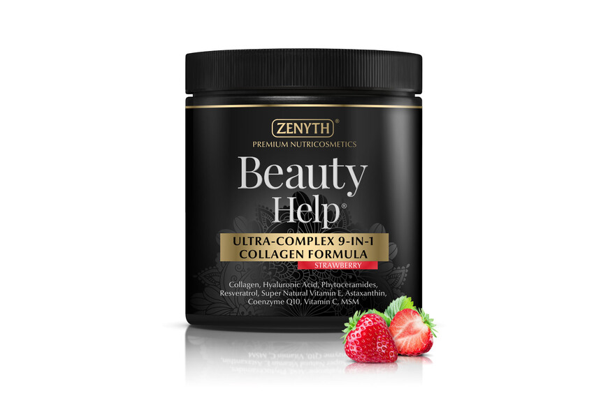Beauty Help Ultra-Complex 9-in-1 Collagen Formula cu aroma de capsuni, 300 g, Zenyth