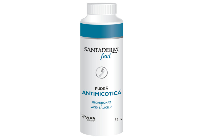 Pudra antimicotica Santaderm 4feet, 75 g, Viva Pharma