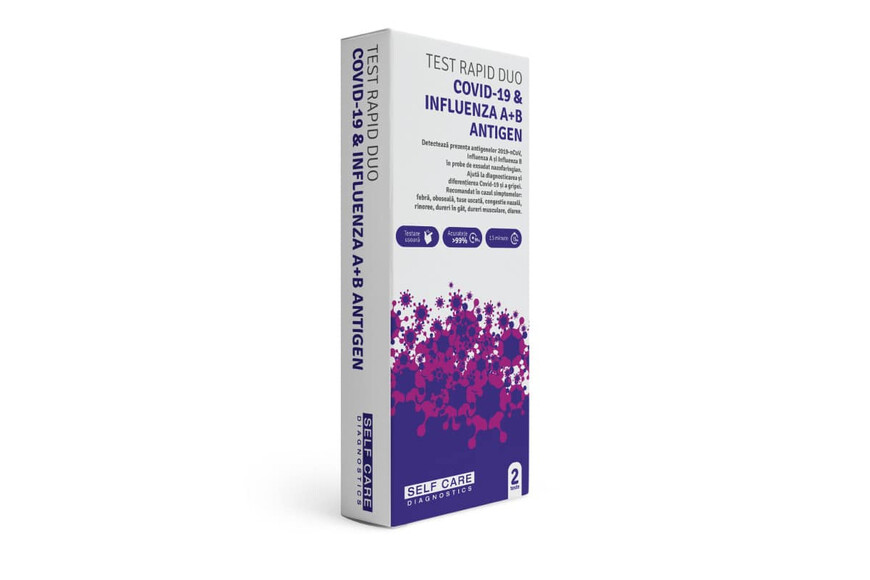 Test Rapid Duo Covid-19 si Influenza A + B Antigen, Self Care