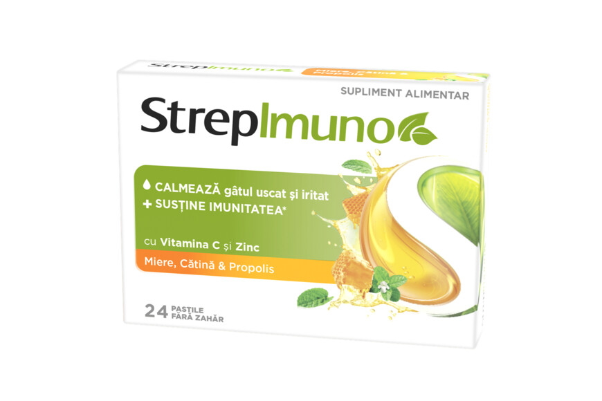 Strepimuno cu miere, catina si propolis, 24 pastile de supt, Reckitt Benckiser