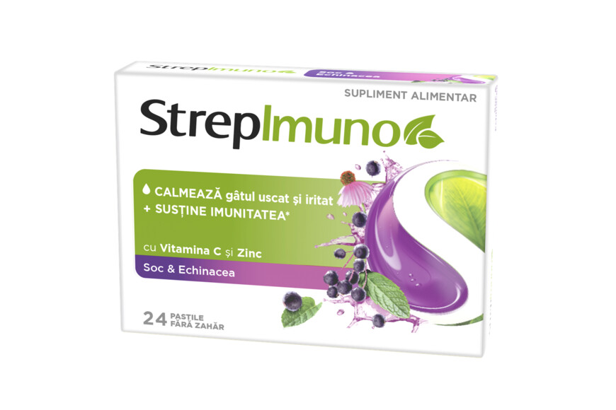 Strepimuno cu soc si echinacea, 24 pastile de supt, Reckitt Benckiser