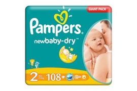 Scutece Pampers new Baby-Dry  2 nou nascut Giant Pack, 3-6 Kg, 108 buc