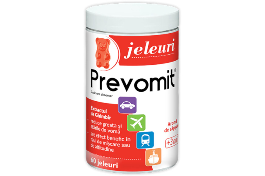 Prevomit 3+ cu aroma de capsuni, 60 jeleuri gumate, Zdrovit