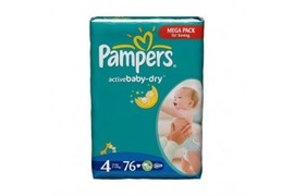 Scutece Pampers active Baby-Dry 4 Maxi, 9-16 kg, 76 buc