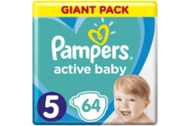 Scutece Pampers Active Baby, Giant Pack, 5 junior, 11-18 kg, 64 bucati