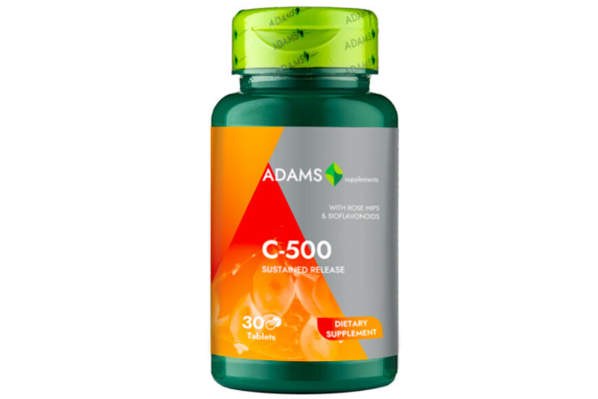 Vitamina C-500 cu macese, 30 tablete, Adams Vision