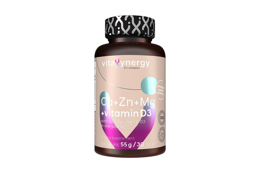 Ca+Mg+Zinc+Vitamina D3, 30 tablete, Vitaxynergy