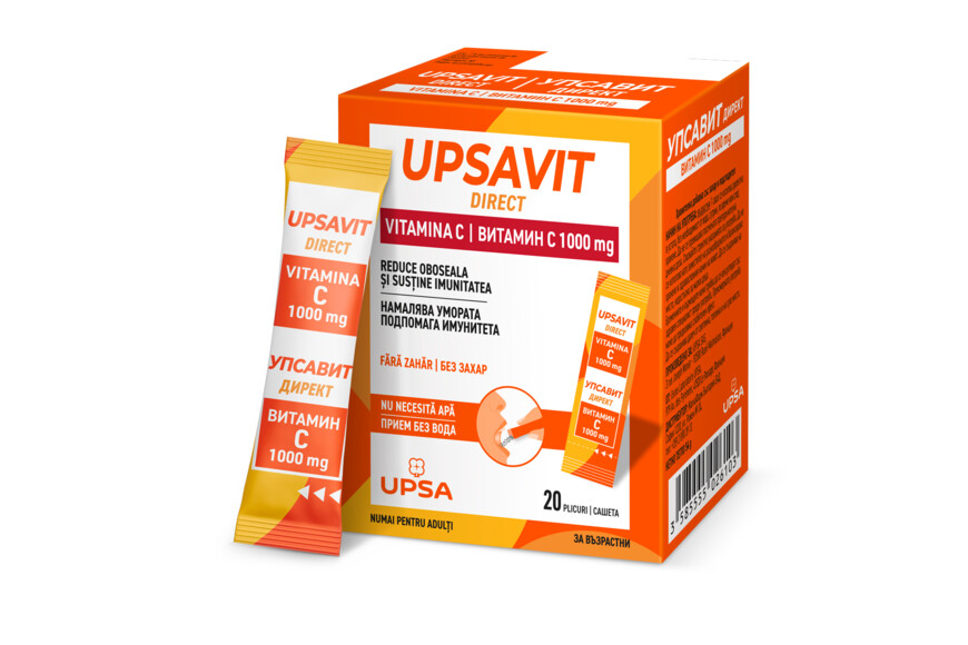 Upsavit Direct Vitamina C, 1000mg 20, plicuri orodispersabile, Upsa