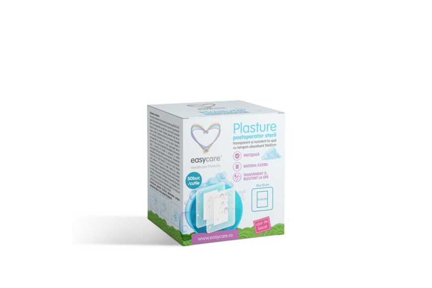 Plasture postoperator transparent si rezistent la apa 10x10cm, 1 bucata, Easycare