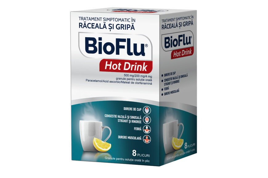 Bioflu Hot Drink 500 Mg/200 Mg/4 Mg 8 Plicuri