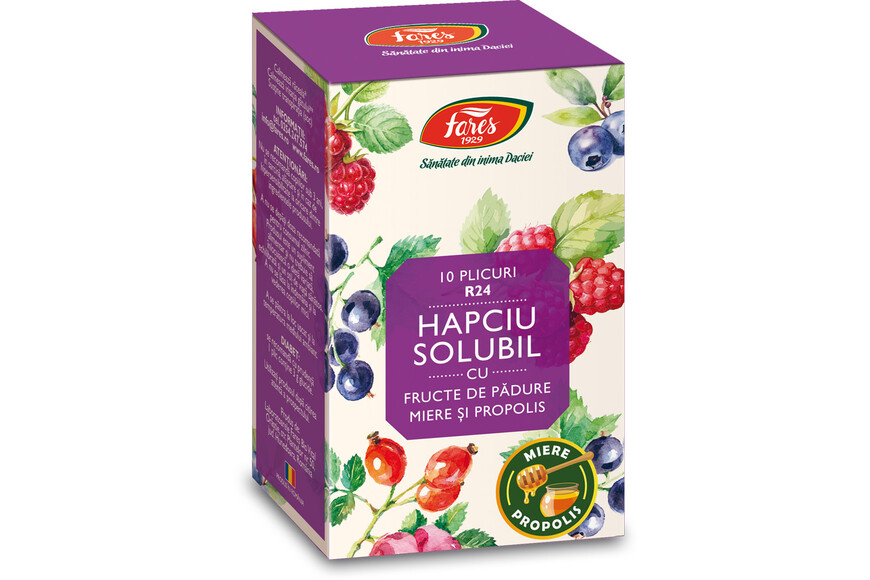 Hapciu solubil cu fructe de padure, 10 plicuri, Fares