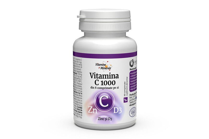 Vitamina C1000 cu Zinc si D3, 60 comprimate, Dacia Plant