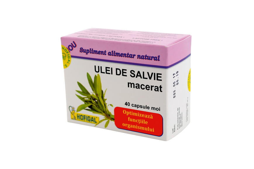 Ulei de Salvie macerat, 500 mg, 40 capsule, Hofigal