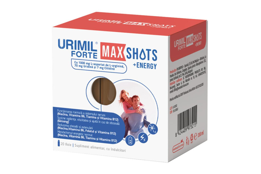 Urimil Forte Max Shots +Energy, 20 fiole, Naturpharma