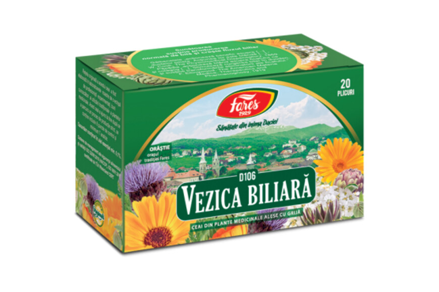 Ceai Vezica Biliara, D106, 20 plicuri, Fares